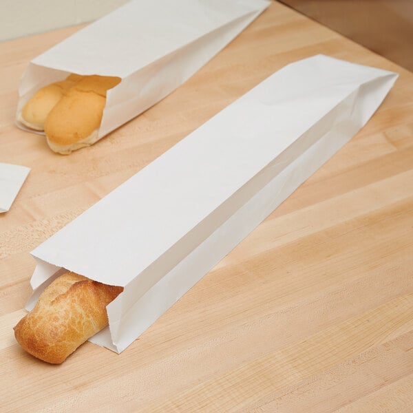 Qty 500 Demi Baguette Bags White 4x6x14" takeaway Disposable sandwich bags 