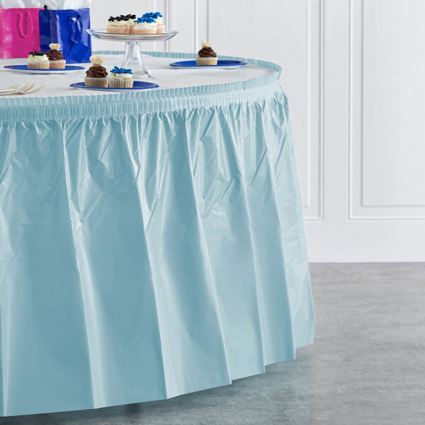 light blue skirt table
