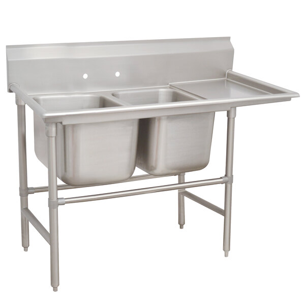 Advance Tabco 94-82-40-24 Spec Line Two Compartment Pot Sink with One Drainboard - 72" - Right Drainboard