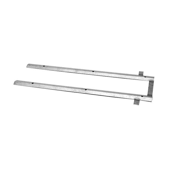 A stainless steel metal frame with two metal bars.