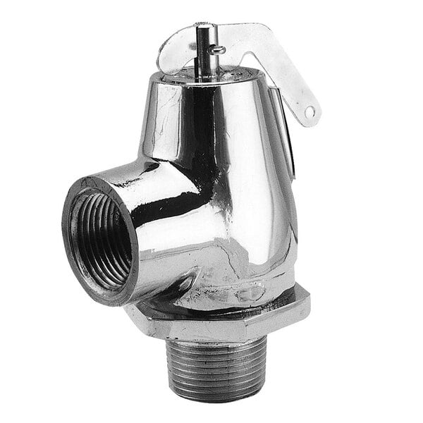 A chrome plated All Points steam safety relief valve with a metal handle.