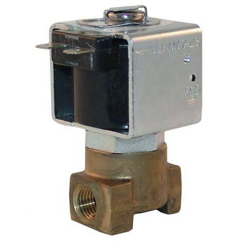 A close-up of the All Points 58-1070 brass steam solenoid valve with a metal cover.