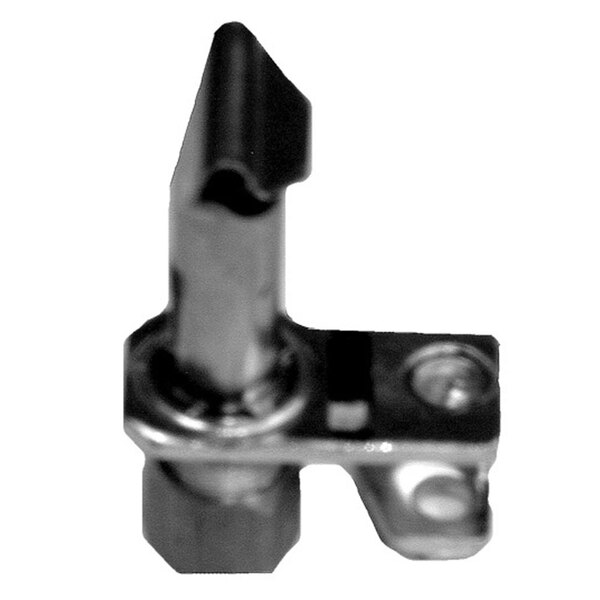 A close-up of a metal All Points Natural Gas Pilot Burner Assembly clip with a small hole and a screw.