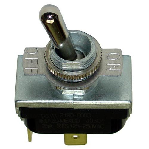 A close-up of an All Points On/Off toggle switch with a metal handle.