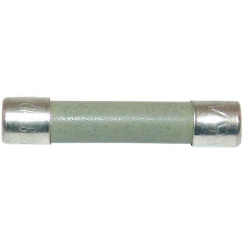 A silver and green All Points ceramic time delay fuse with metal ends.