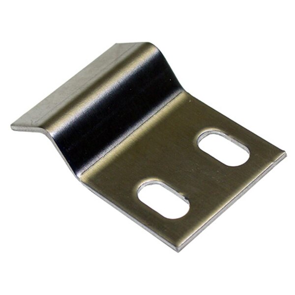 A stainless steel All Points door catch bracket with holes.