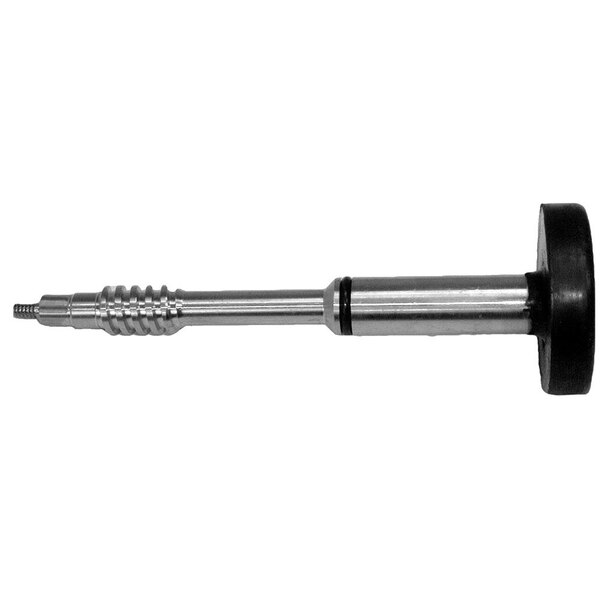 A metal and black screw with a silver head.