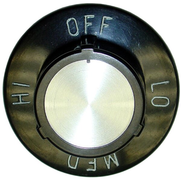 A black and silver All Points rotary knob with white text reading "Off" on a metal object.