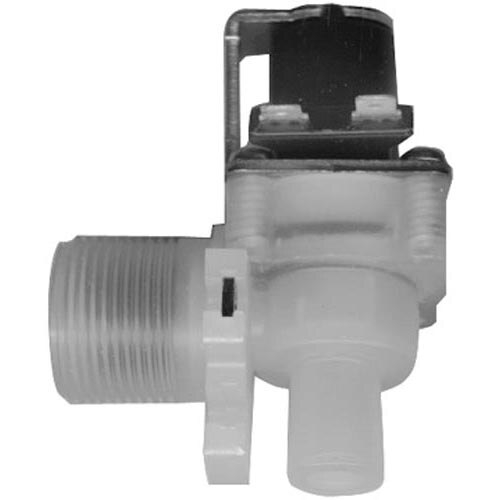 A white plastic All Points water solenoid valve with a plastic tube.