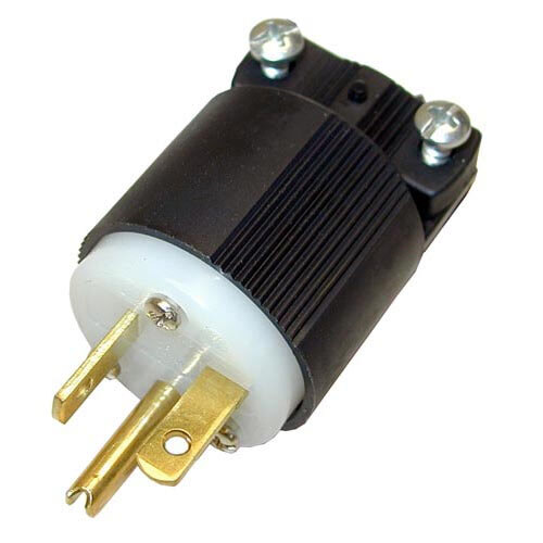A black and white All Points NEMA 6-20P electrical plug with gold connectors.