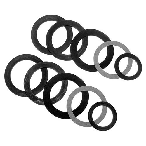 A set of black and grey gaskets in a plastic bag.