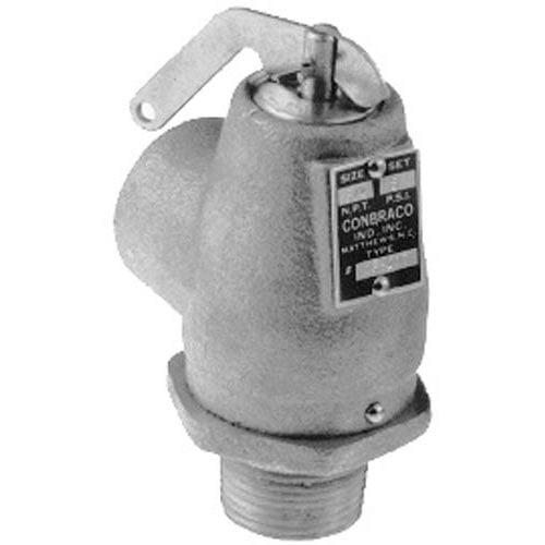 A chrome All Points steam safety relief valve with a metal handle on a white background.