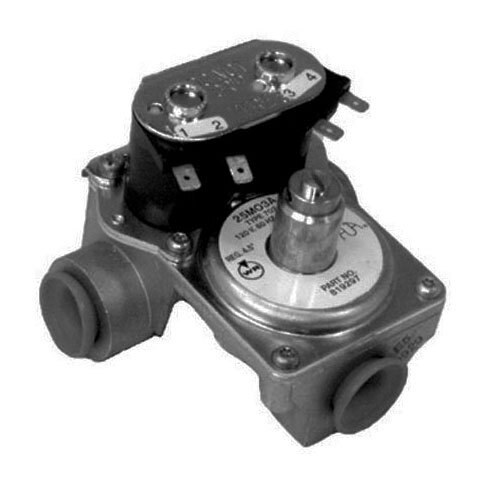 A close-up of a small All Points dual natural gas pilot solenoid valve with a black cover.