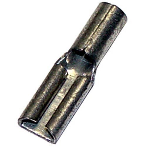 A close-up of an All Points female quick disconnect with a metal tab with a hole in it.