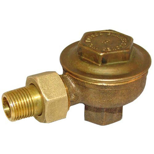 A brass All Points steam trap with a brass nut.