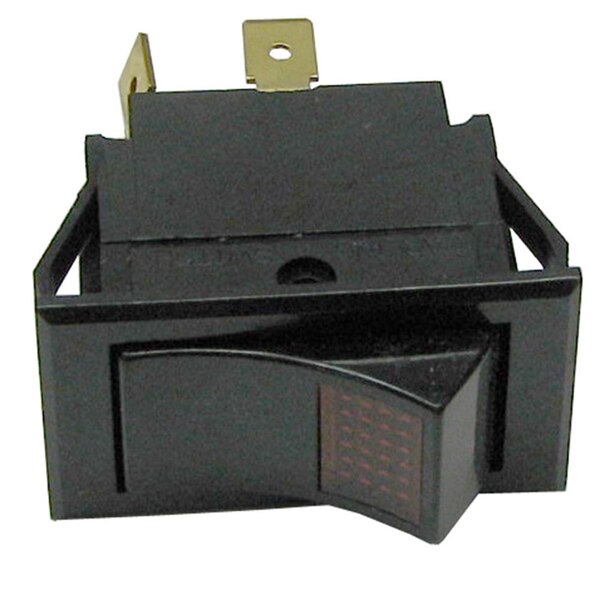 A black All Points On/Off lighted rocker switch with a red light.