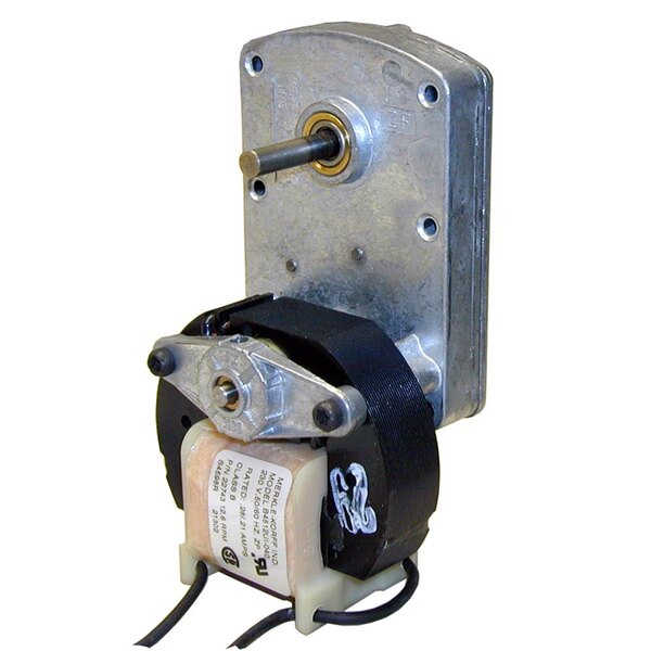 An All Points 12.6 RPM gear drive motor with a wire attached.