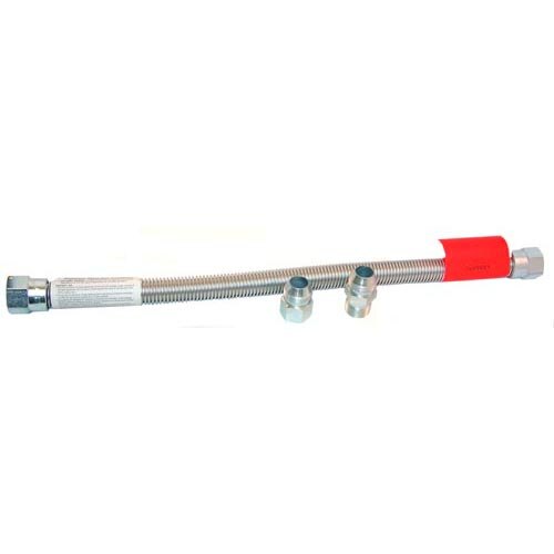 An All Points stainless steel gas hose with a red label.