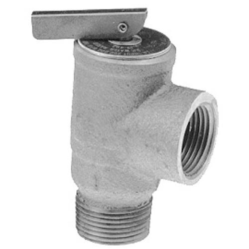 An All Points grey metal 3/4" NPT pressure relief valve with a metal handle on a white background.