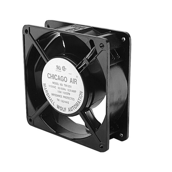 A black All Points axial fan with a white label.