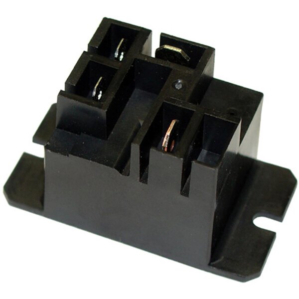 A black electrical device with three terminals inside a black box.