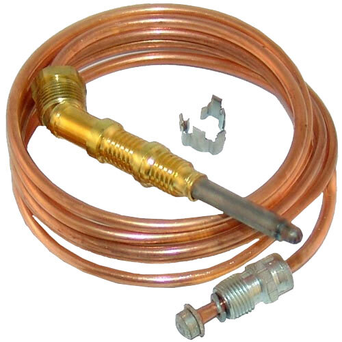 A copper tube with a metal connector on one end.