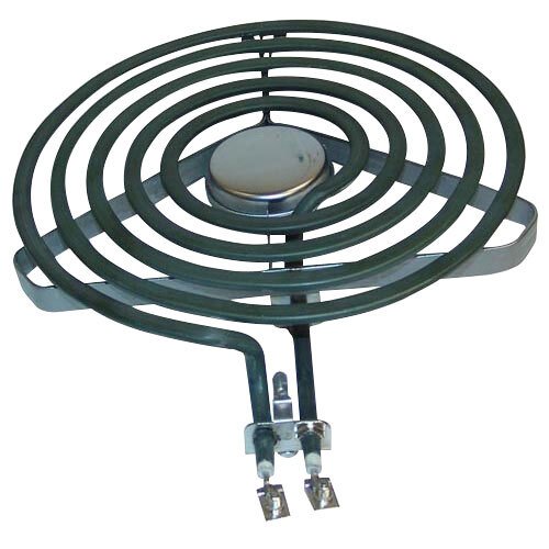 A close-up of an All Points coil surface heater on a stove burner.