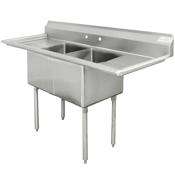 Advance Tabco FE-2-1812-18RL Two Compartment Stainless Steel Commercial Sink with Two Drainboards - 72"