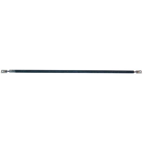 A long black metal rod with metal screws.