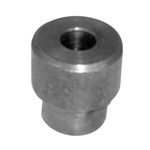 A close-up of a metal circular bushing with a hole in it.