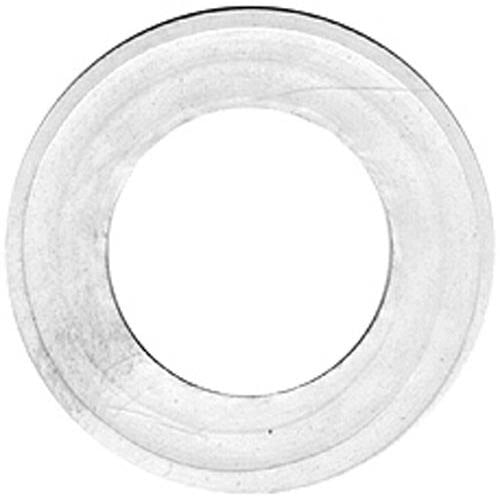 A white rubber washer with a hole in the middle.