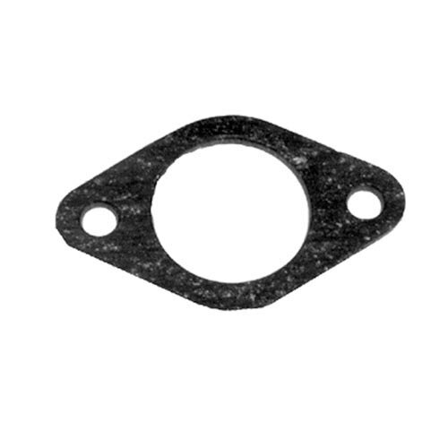 A black metal gasket with a hole in it.