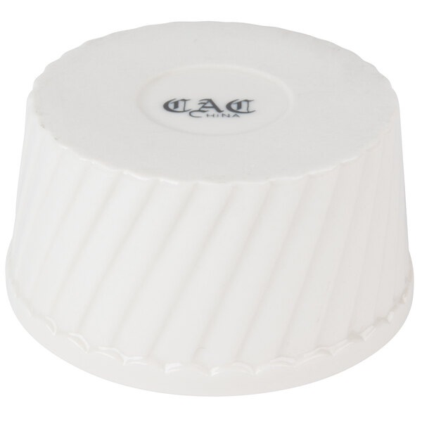 CAC RKF8S 8 oz. Bone White Fluted Souffle Bowl 36/Case