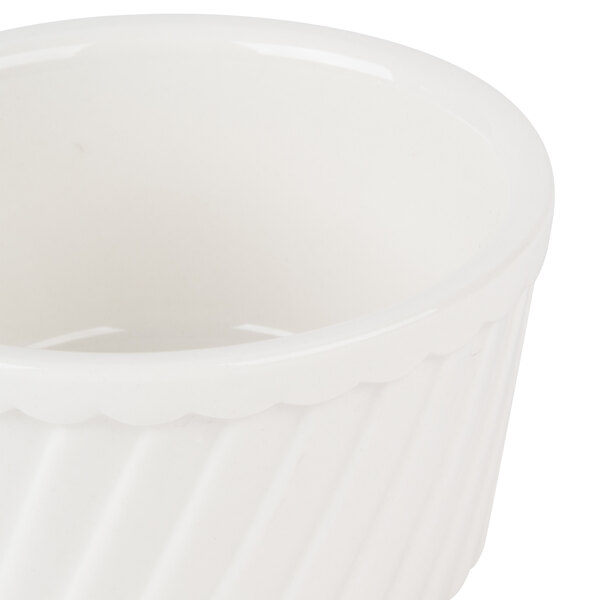 CAC RKF8S 8 oz. Bone White Fluted Souffle Bowl 36/Case