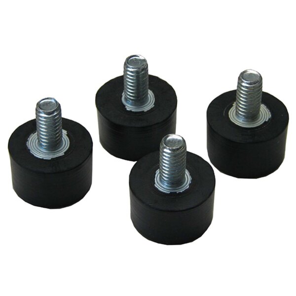 Four black rubber All Points 5/8" feet with silver bolts.