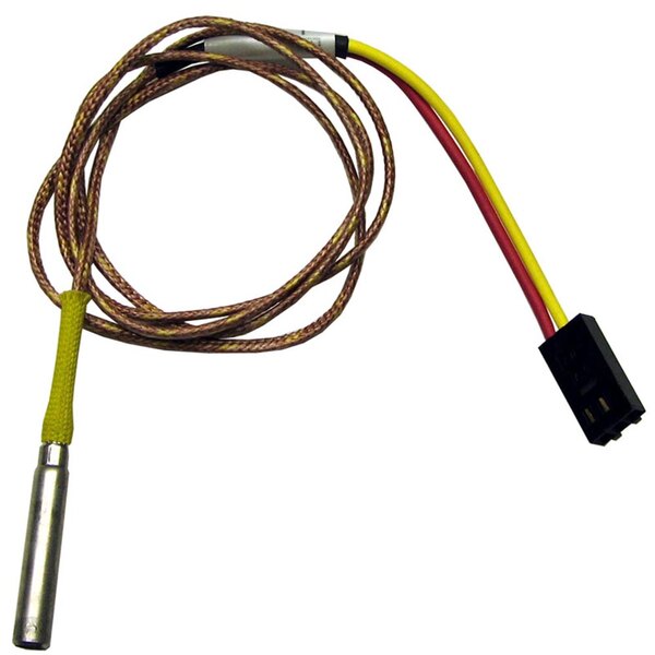A close-up of a Type K thermocouple wire with a connector on the end.