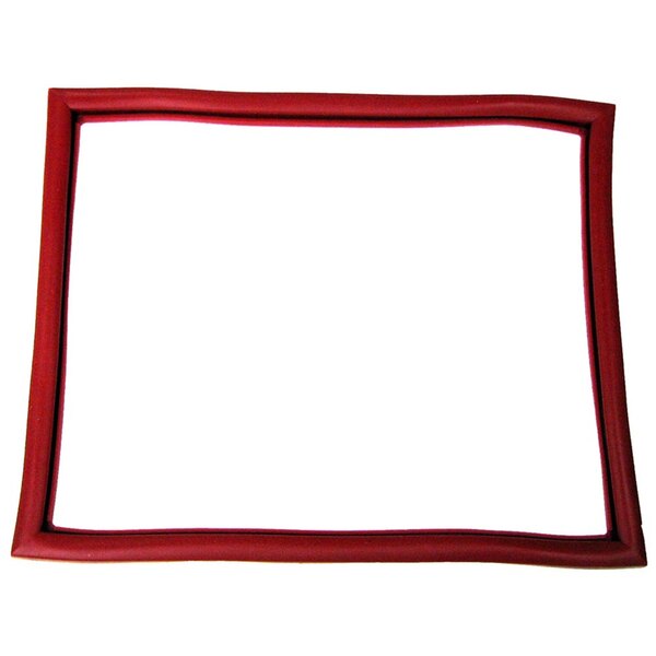 A white door gasket with a red frame.