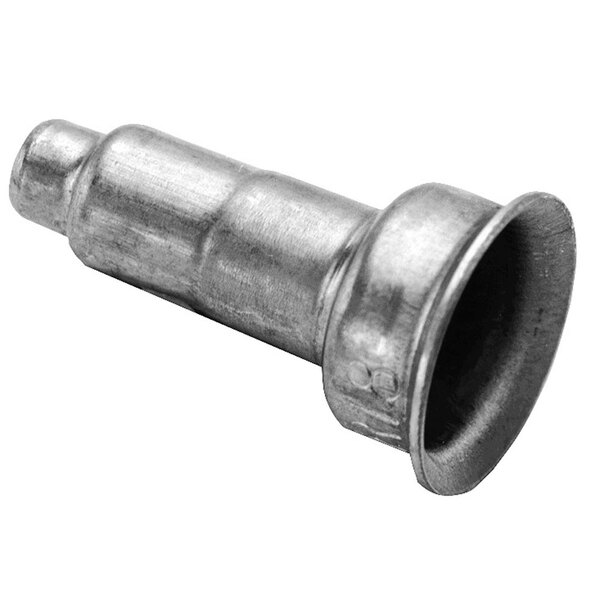 A metal tube with a round cap and a small hole.