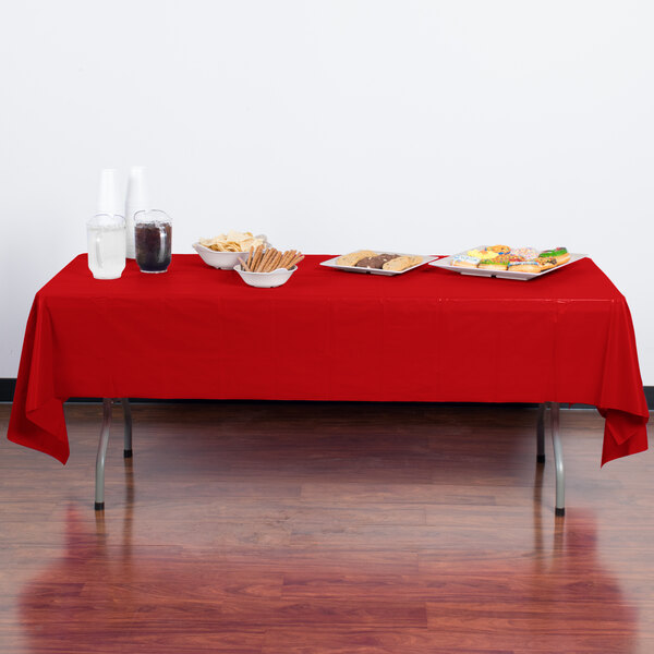 Creative Converting 011031B 54" x 108" Classic Red Disposable Plastic Table Cover - 24/Case