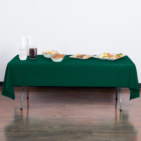 Creative Converting 723124 54" x 108" Hunter Green Disposable Plastic Table Cover - 12/Case