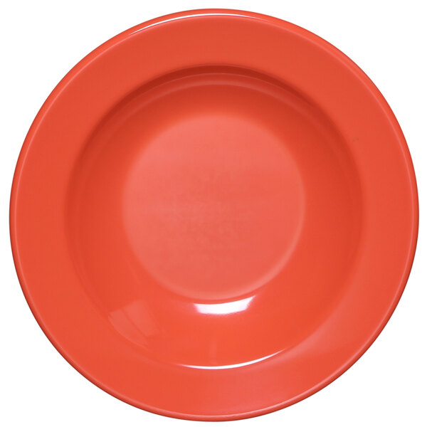 An Elite Global Solutions Rio Spring Coral melamine bowl with an orange color.