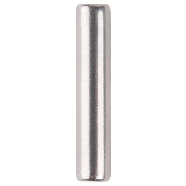A close up of a silver metal hinge pin.