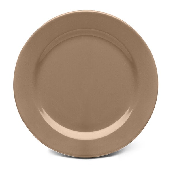 An Elite Global Solutions Urban Naturals mushroom melamine plate with a brown background.