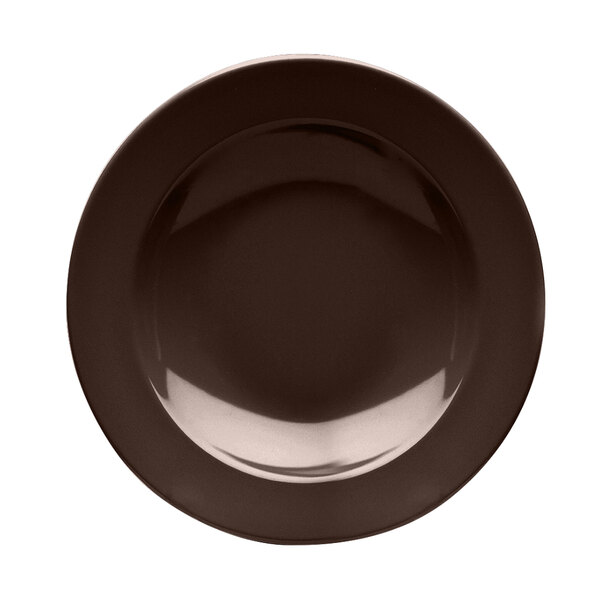 An Elite Global Solutions aubergine melamine pasta bowl with a white background.