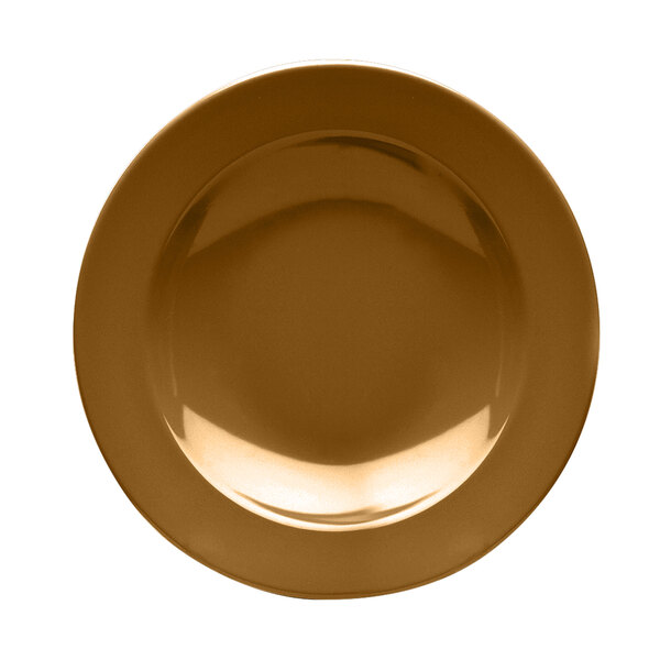 An Elite Global Solutions melamine pasta bowl in brown with a white interior.