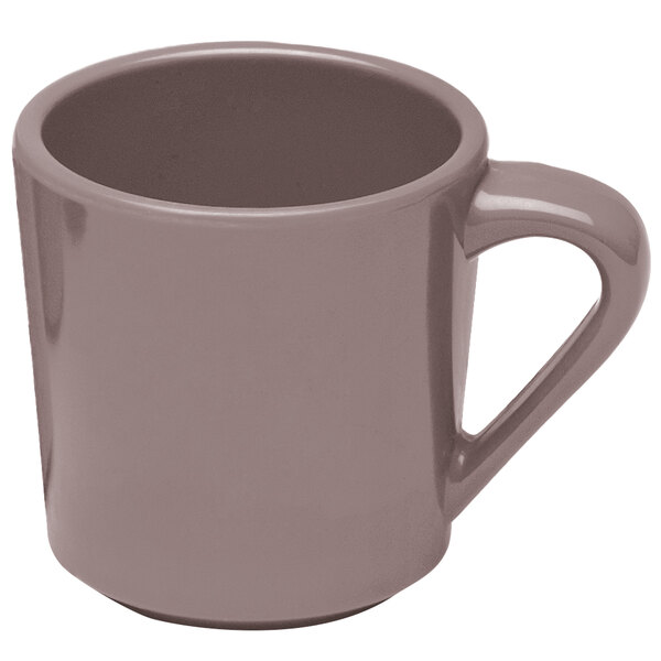 An Elite Global Solutions Urban Naturals Mushroom melamine mug with a handle on a white background.