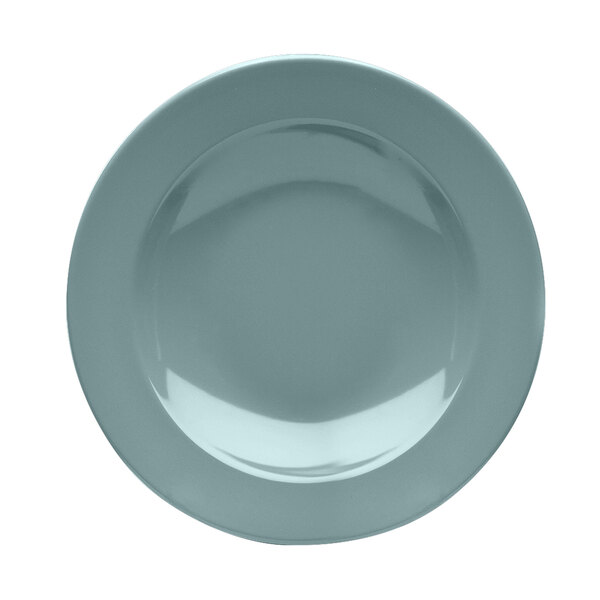 A close-up of an Elite Global Solutions Abyss melamine pasta bowl with a round rim in light blue.