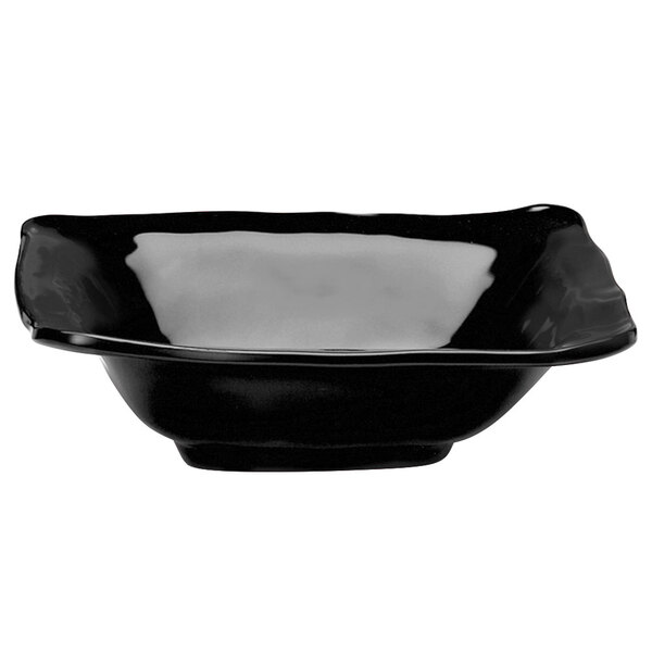 A black square melamine bowl.