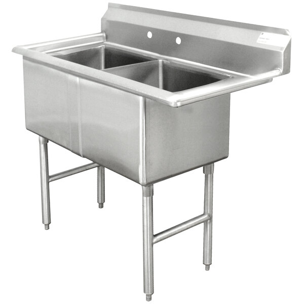 Advance Tabco FC-2-1620 Two Compartment Stainless Steel Commercial Sink without Drainboard - 37"