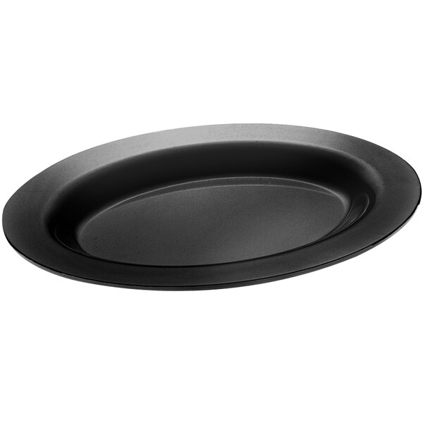 An Elite Global Solutions black oval melamine platter.